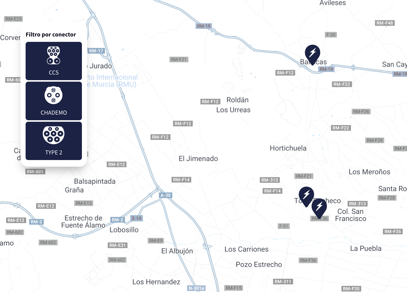 Estaciones de Carga de Zunder en Torre-pacheco