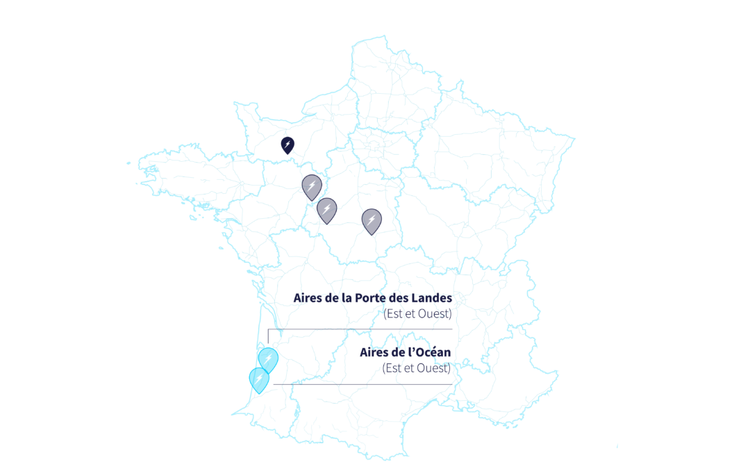 4 nouvelles stations de recharge ultra-rapide Zunder sur l’Autoroute A63 landes